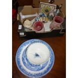 Antique repaired blue and white Chinese porcelain, other china