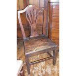 Edwardian oak hall chair with shield shaped back