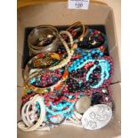 Assorted vintage and modern costume jewellery, inc. Sterling silver hinged bracelets, coral earrings