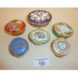 Five Halcyon Days enamel boxes and another