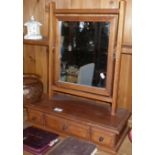 Mahogany toilet mirror on base with three-drawers