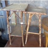 Two bamboo and rattan aspidistra tables