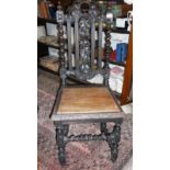 Pair of Victorian carved oak hall chairs