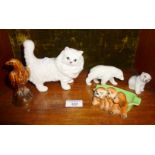 Beswick cat figurine, and other animals, inc. a Branksome china polar bear