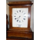 Edwardian oak cased mantle clock with French movement, 9" tall