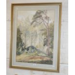 Large watercolour of woodland by Kathleen Chambers