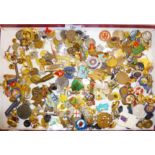 Large collection of enamel and other badges, some military cap, school, club related