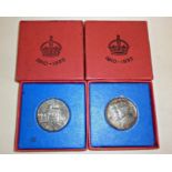 Two George V 1935 silver jubilee crowns in their original boxes