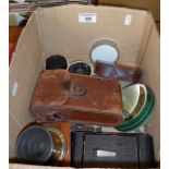 Old cameras, lenses, inc. magic lantern lens, light meters etc.