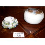Miniature Meissen cup and saucer and a box and cover