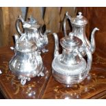 Four Victorian silver plated tea pots