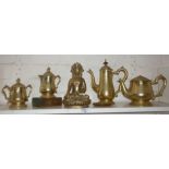 Indian brass buddha and a brass tea set