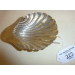 Silver scallop shell butter dish hallmarked for Sheffield 1897 - maker Harrison Brothers & Howson,