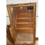 Gilt framed wall mirror with bevelled edge, 53" x 29"