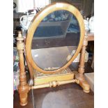 Victorian pine vanity mirror on stand