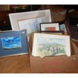 Large quantity of assorted watercolours, oil paintings and prints