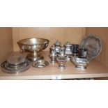 Assorted silver plated cruet sets, etc.