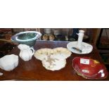 Doulton Burslem ivory china dish, Royal Winton lustre dish, etc., and a Stuart Fletcher Art glass