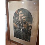 Large Sun Insurance Office colour print of the Great Fire of London after the painting by Stanhope