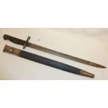 c WW1 US Remington rifle, bayonet and scabbard, a 1917 model but stamped as 1918