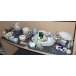 Assorted china ornaments and cups, etc.