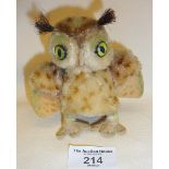 Vintage Steiff owl, missing button on wing
