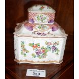 18th c. continental porcelain Armorial tea caddy (lid A/F)