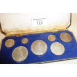 1887 Victorian seven silver coin cased set