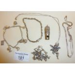 925 silver cat whistle fob pendant, silver charm bracelet and fairy pendant, etc.