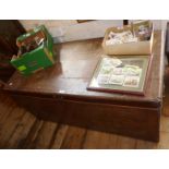 19th c. veneered wood large campaign style chest, approx. 120cm long