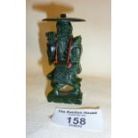 Chinese carved Spinach jade figure (base A/F), approx. 8cm high