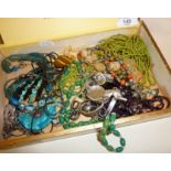Vintage costume jewellery, an Art Deco necklace and various ethnic style, etc.