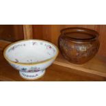 Royal Doulton stoneware jardiniere and English china fruit bowl