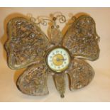 Rare Victorian British United Clock Co. ornate gilt mantle clock in the form of a butterfly. Approx.