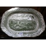 Large 19th c. Copeland & Garrett transfer printed meat platter with well, "Thun" pattern from the