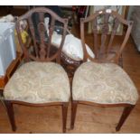Pair of Edwardian Adams style dining chairs