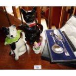 Tony Woods "Toby" the dog tea pot and a similar black "Pussy Foot" cat tea pot, cased set of dessert