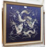 Large Chinese dragons silk picture, 64cm x 64cm