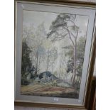 Large watercolour of woodland by Kathleen Chambers