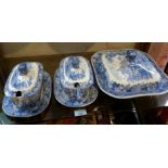 Three early 19th c. blue and white tureens
