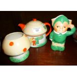 Shelley Art Deco Pixie tea set, designed by Mabel Lucie Attwell