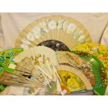 Assorted antique and vintage fans, inc. Chinese pierced bone etc.