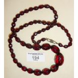 Faceted cherry bakelite necklace, approx. 70cm and 41g