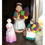 Royal Doulton Balloon Girl figure, the Old Balloon Seller and Bridesmaid figurine (A/F)