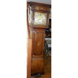 19th c. inlaid oak cased 30 hour longcase clock by George Lotts of Honiton having a brass dial