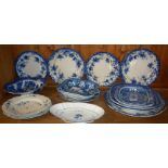 Collection of assorted blue and white china and pottery, inc. Spode and John Rogers, etc. (14)
