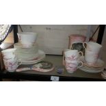 China tea set decorated with bird design, Kitsch Italian pottery vanity set etc.