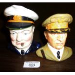 Burleigh Ware Winston Churchill and General Macarthur character toby jugs