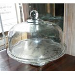 Large glass grocery shop or cafe display cake stand and cover