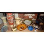 Assorted china and pottery, inc. Satsuma vase (A/F) and slipware